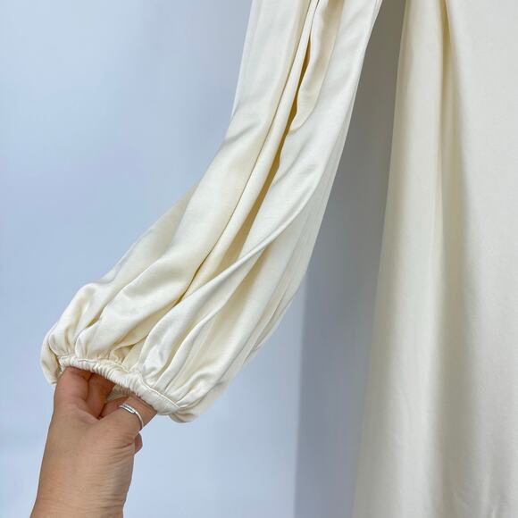 Significant Other | Danika Off Shoulder Dress in Cream Satin Maxi M US 6 - Picture 8 of 15